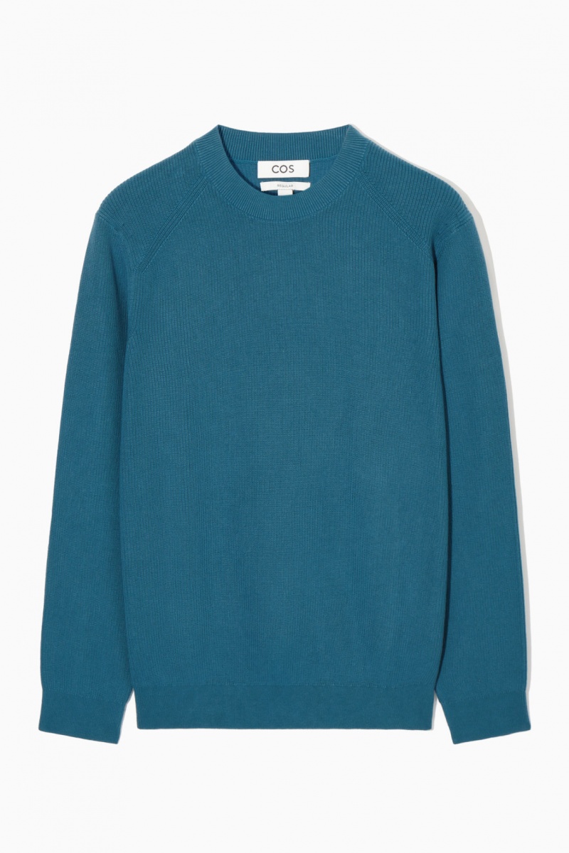 Pánské Svetry COS Žebrovaný-Knit Tmavě Tyrkysové | TLQP-48729