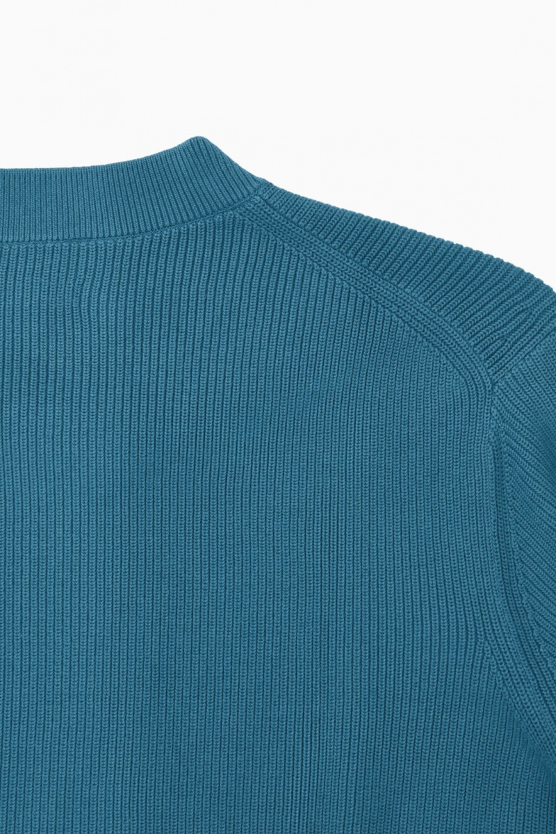 Pánské Svetry COS Žebrovaný-Knit Tmavě Tyrkysové | TLQP-48729