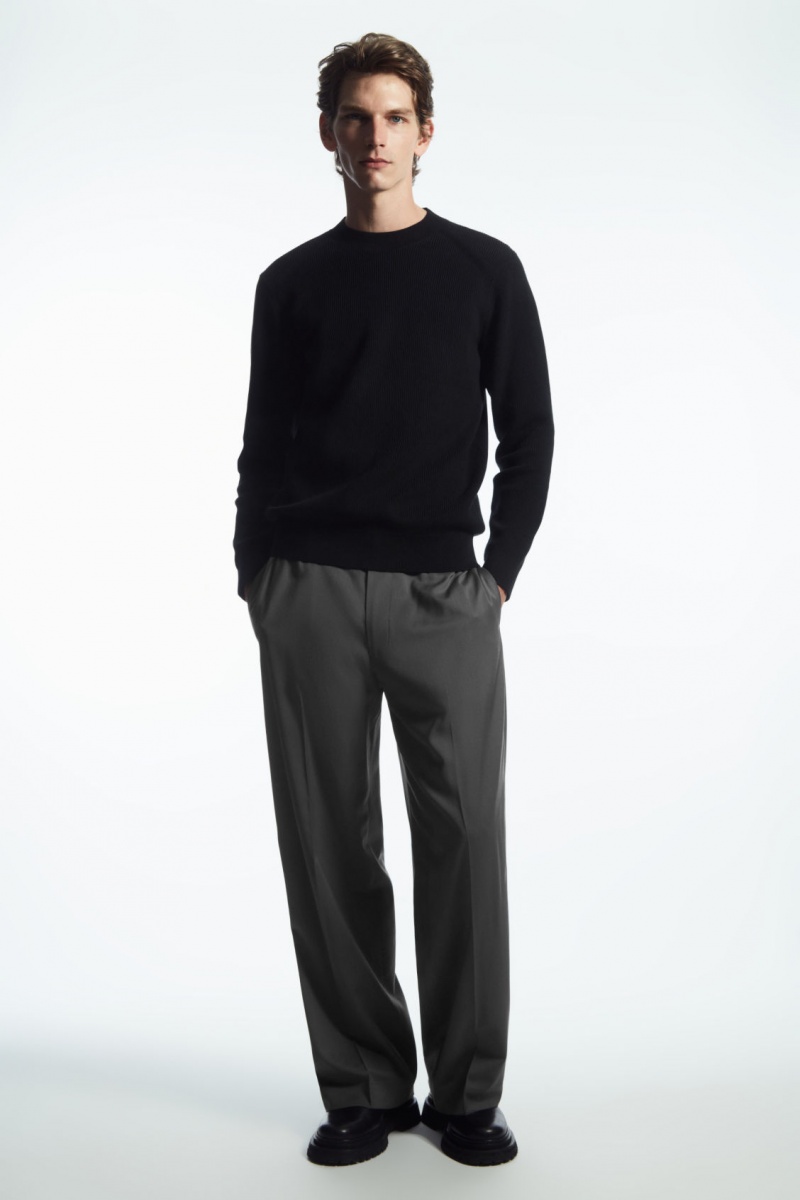 Pánské Svetry COS Žebrovaný-Knit Černé | YGJK-12930