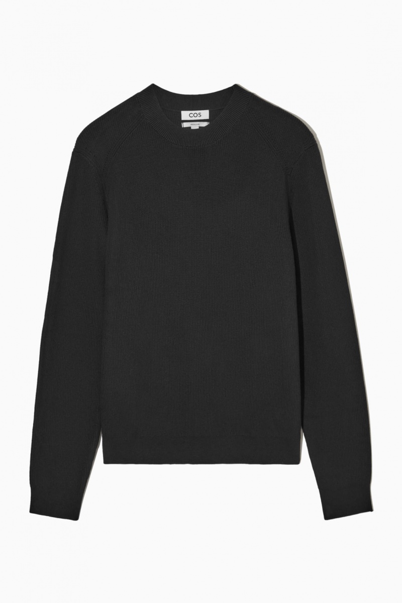 Pánské Svetry COS Žebrovaný-Knit Černé | YGJK-12930