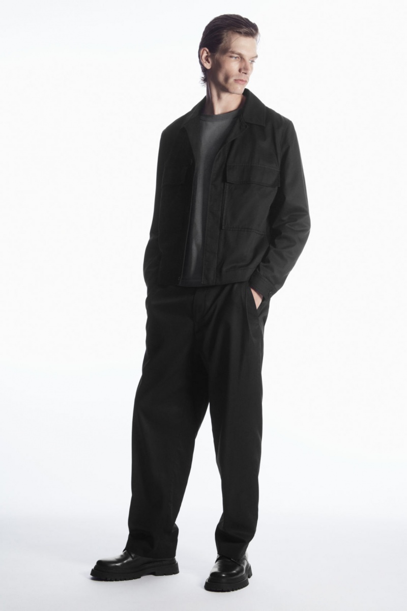 Pánské Tričko COS Boxy Heavyweight Long-Sleeved Tmavě Šedé | AMER-24589