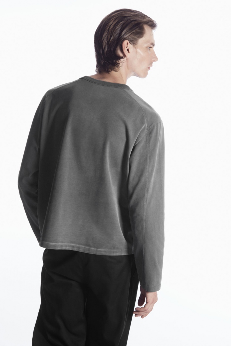 Pánské Tričko COS Boxy Heavyweight Long-Sleeved Tmavě Šedé | AMER-24589