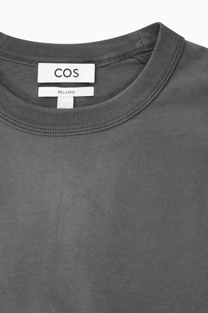 Pánské Tričko COS Boxy Heavyweight Long-Sleeved Tmavě Šedé | AMER-24589