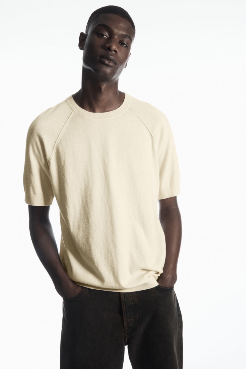 Pánské Tričko COS Pletené Cashmere-Blend Krém | PJQC-38206