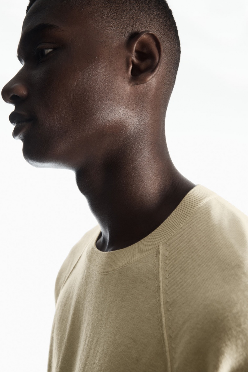 Pánské Tričko COS Pletené Cashmere-Blend Krém | PJQC-38206