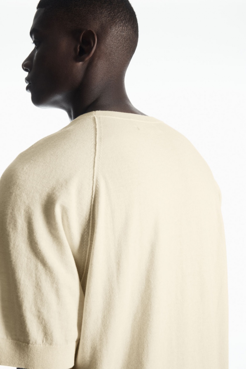 Pánské Tričko COS Pletené Cashmere-Blend Krém | PJQC-38206