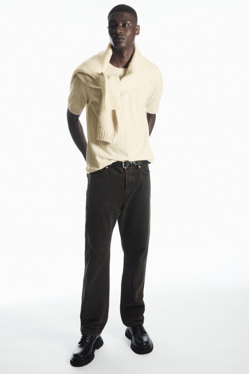 Pánské Tričko COS Pletené Cashmere-Blend Krém | PJQC-38206