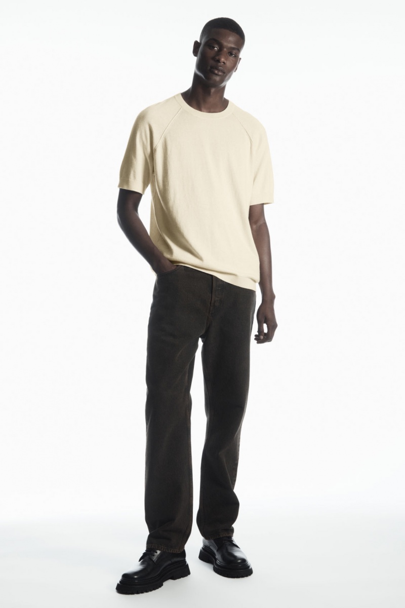 Pánské Tričko COS Pletené Cashmere-Blend Krém | PJQC-38206