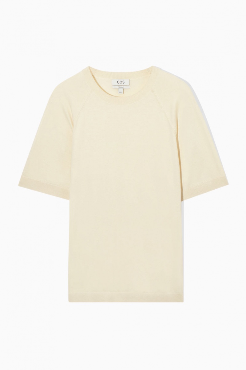 Pánské Tričko COS Pletené Cashmere-Blend Krém | PJQC-38206