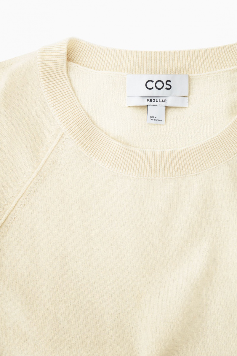 Pánské Tričko COS Pletené Cashmere-Blend Krém | PJQC-38206