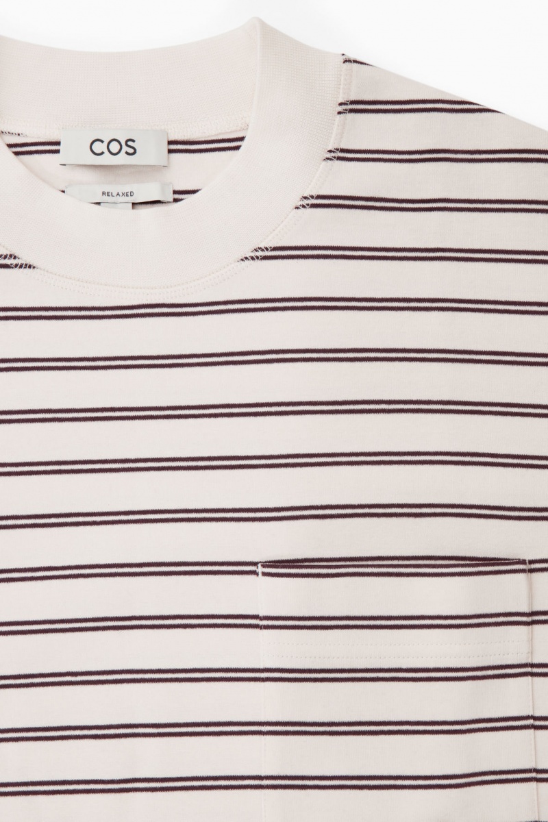 Pánské Tričko COS Pruhovaný Mock-Neck Long-Sleeved Bílé | DXZI-37685