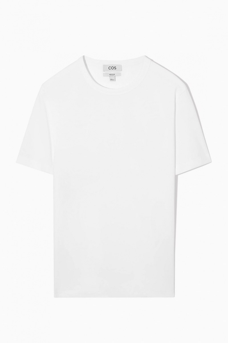 Pánské Tričko COS Regular-Fit Mid-Weight Brushed Bílé | LVFG-30948