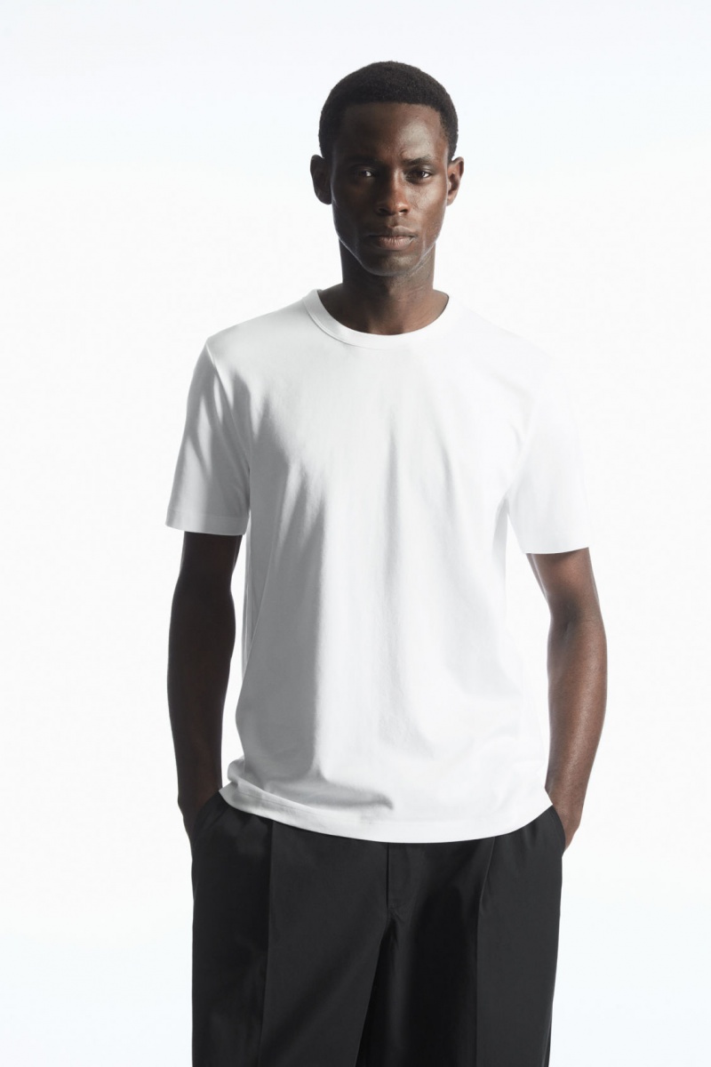 Pánské Tričko COS Regular-Fit Mid-Weight Brushed Bílé | LVFG-30948