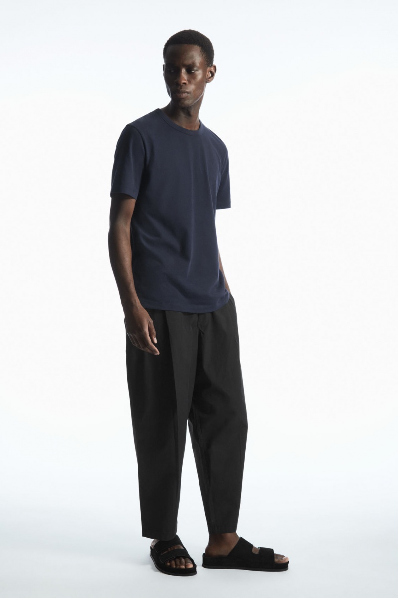 Pánské Tričko COS Regular-Fit Mid-Weight Brushed Tmavě Blankyt | ABQJ-21835