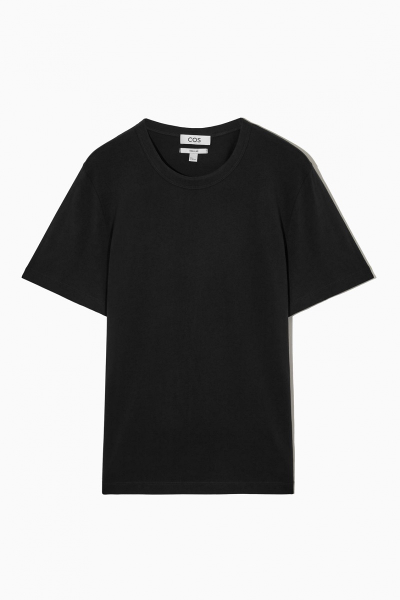 Pánské Tričko COS Regular-Fit Mid-Weight Brushed Černé | SVJT-62719