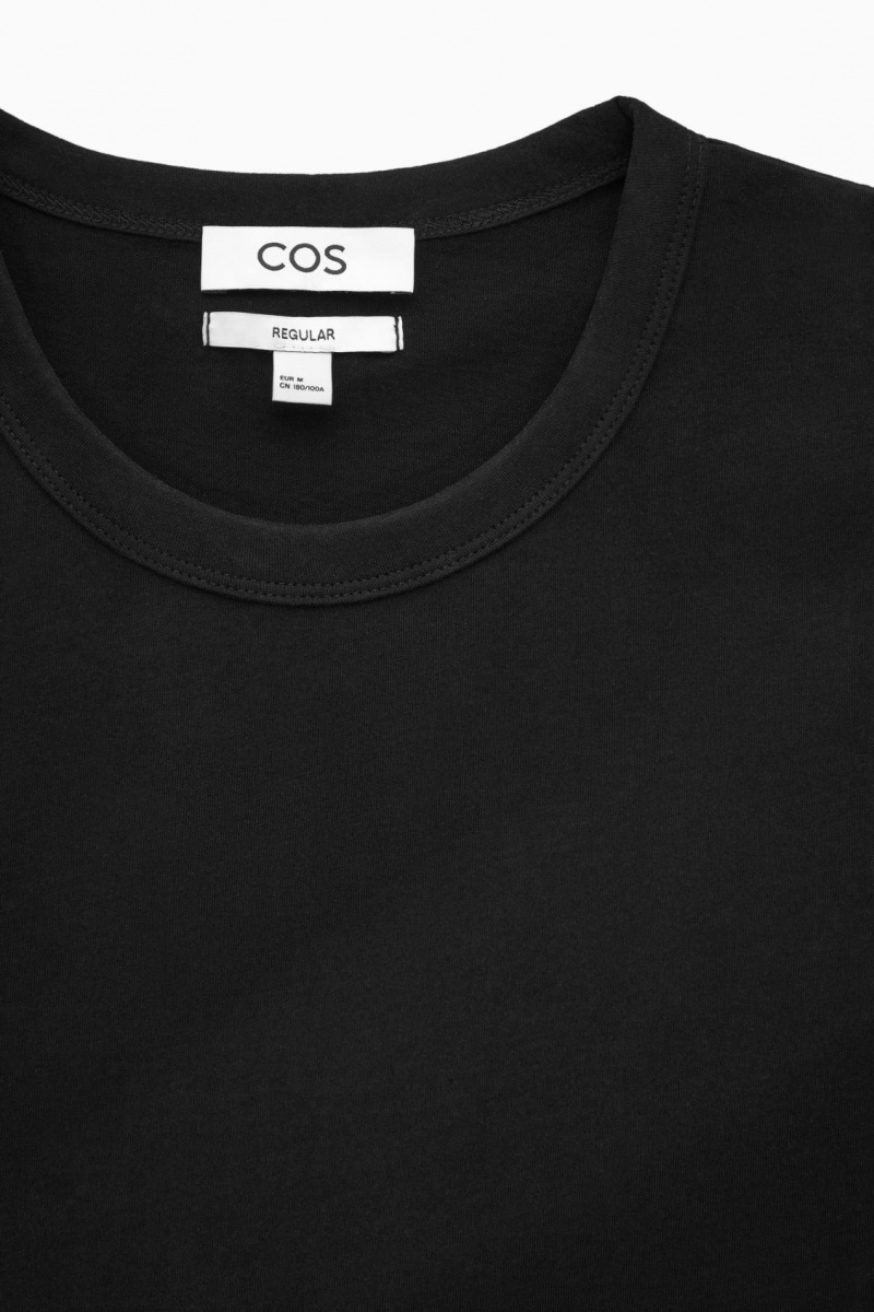 Pánské Tričko COS Regular-Fit Mid-Weight Brushed Černé | SVJT-62719