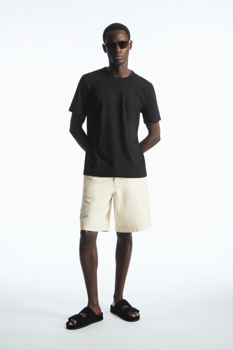 Pánské Tričko COS Regular-Fit Mid-Weight Brushed Černé | SVJT-62719