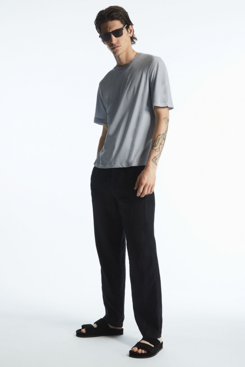 Pánské Tričko COS Relaxed-Fit Lehké Světle Blankyt | FGKE-72938