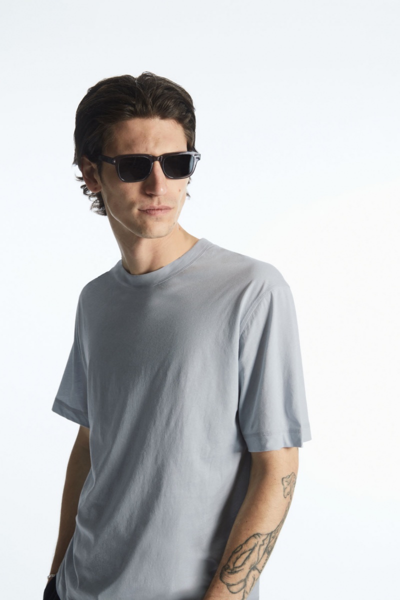 Pánské Tričko COS Relaxed-Fit Lehké Světle Blankyt | FGKE-72938
