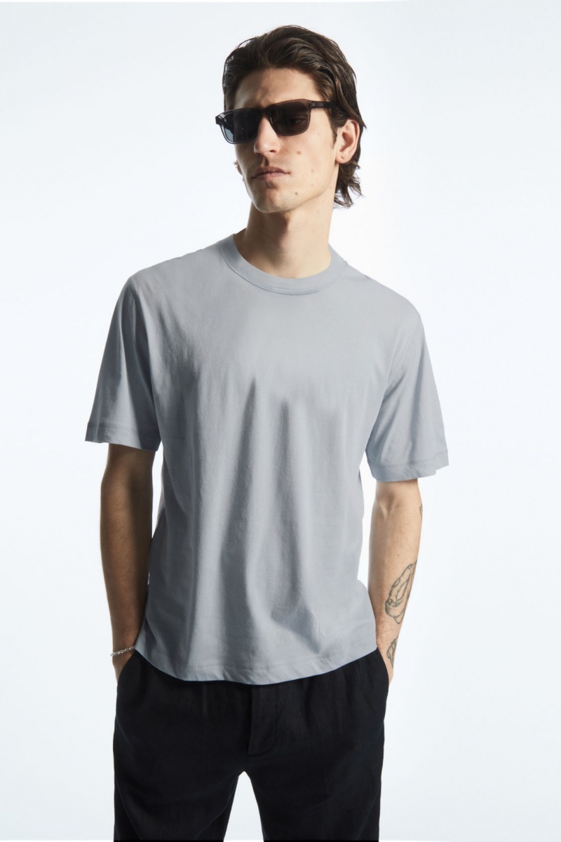 Pánské Tričko COS Relaxed-Fit Lehké Světle Blankyt | FGKE-72938