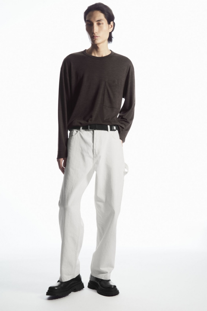 Pánské Tričko COS Vlna-Blend Long-Sleeved Tmavě Hnědé | BEWL-31582