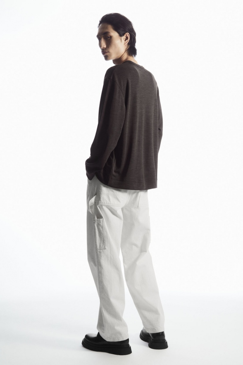 Pánské Tričko COS Vlna-Blend Long-Sleeved Tmavě Hnědé | BEWL-31582
