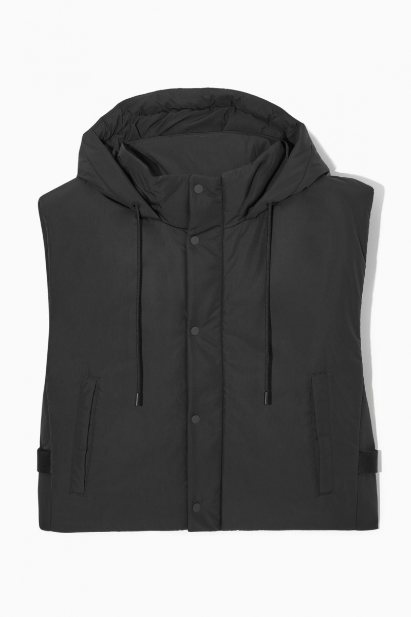 Pánské Vesta COS Buckled-Side Polstrovaný S Kapucí Černé | BALM-68237