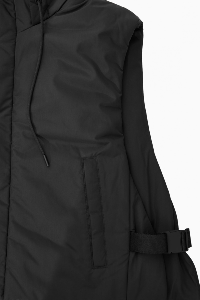 Pánské Vesta COS Buckled-Side Polstrovaný S Kapucí Černé | BALM-68237