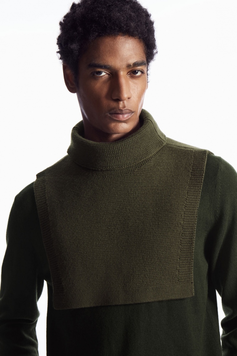 Pánské Vesta COS Vlna Rollneck Collar Tmavě Hnědožlutý | VDAO-17835