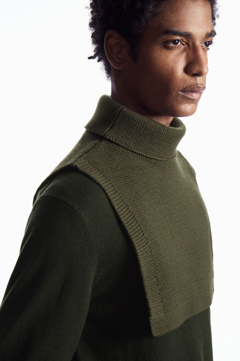 Pánské Vesta COS Vlna Rollneck Collar Tmavě Hnědožlutý | SBMR-20386