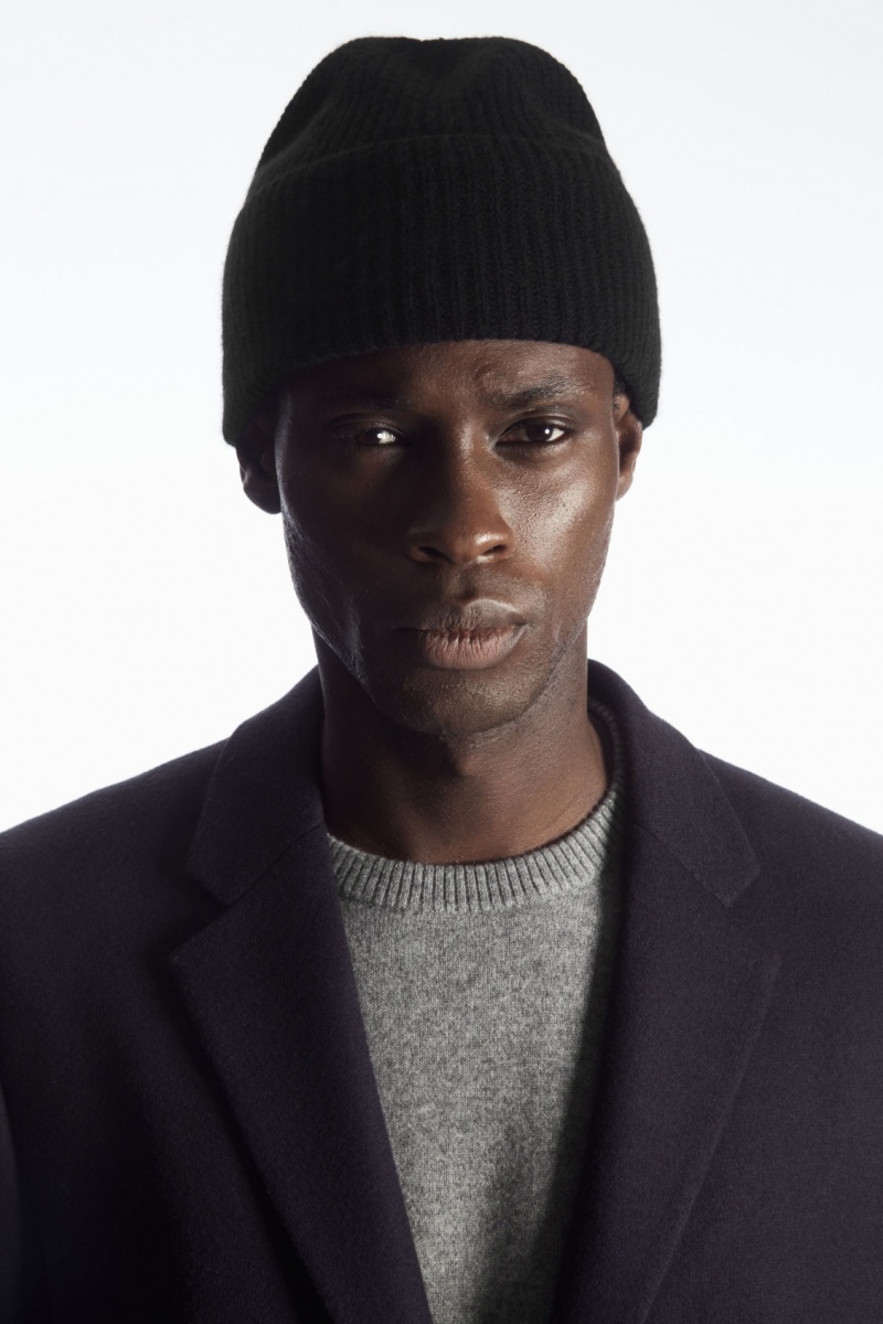 Pánské Čepice COS Cashmere-Blend Černé | YSDK-57390