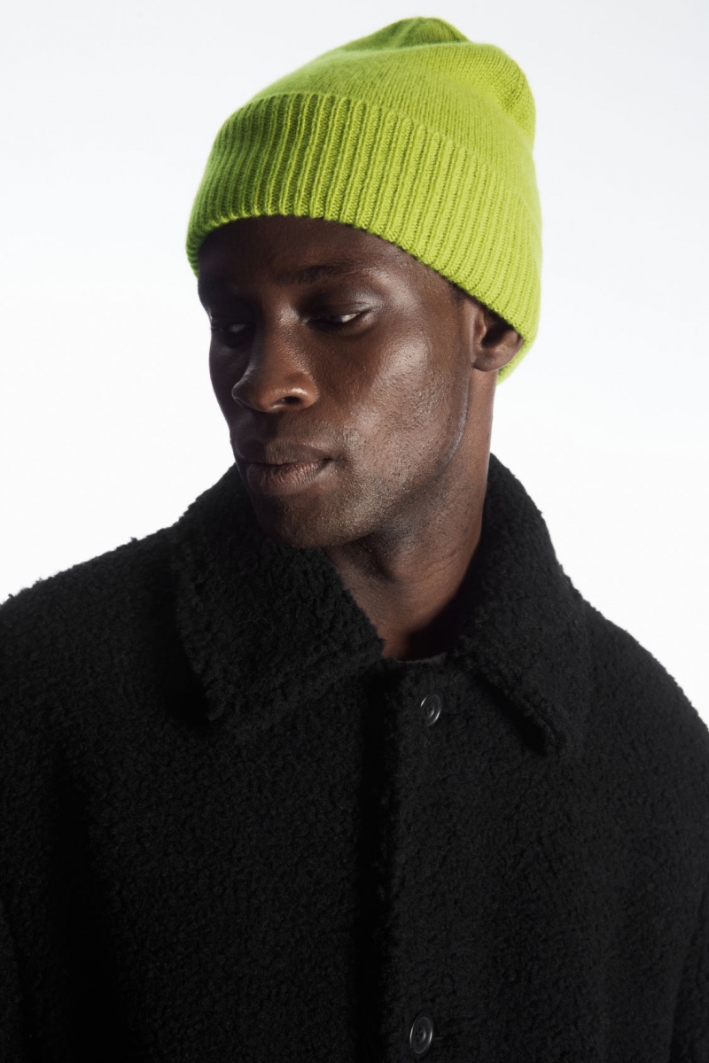 Pánské Čepice COS Pure Cashmere Zelene | JKDE-64103