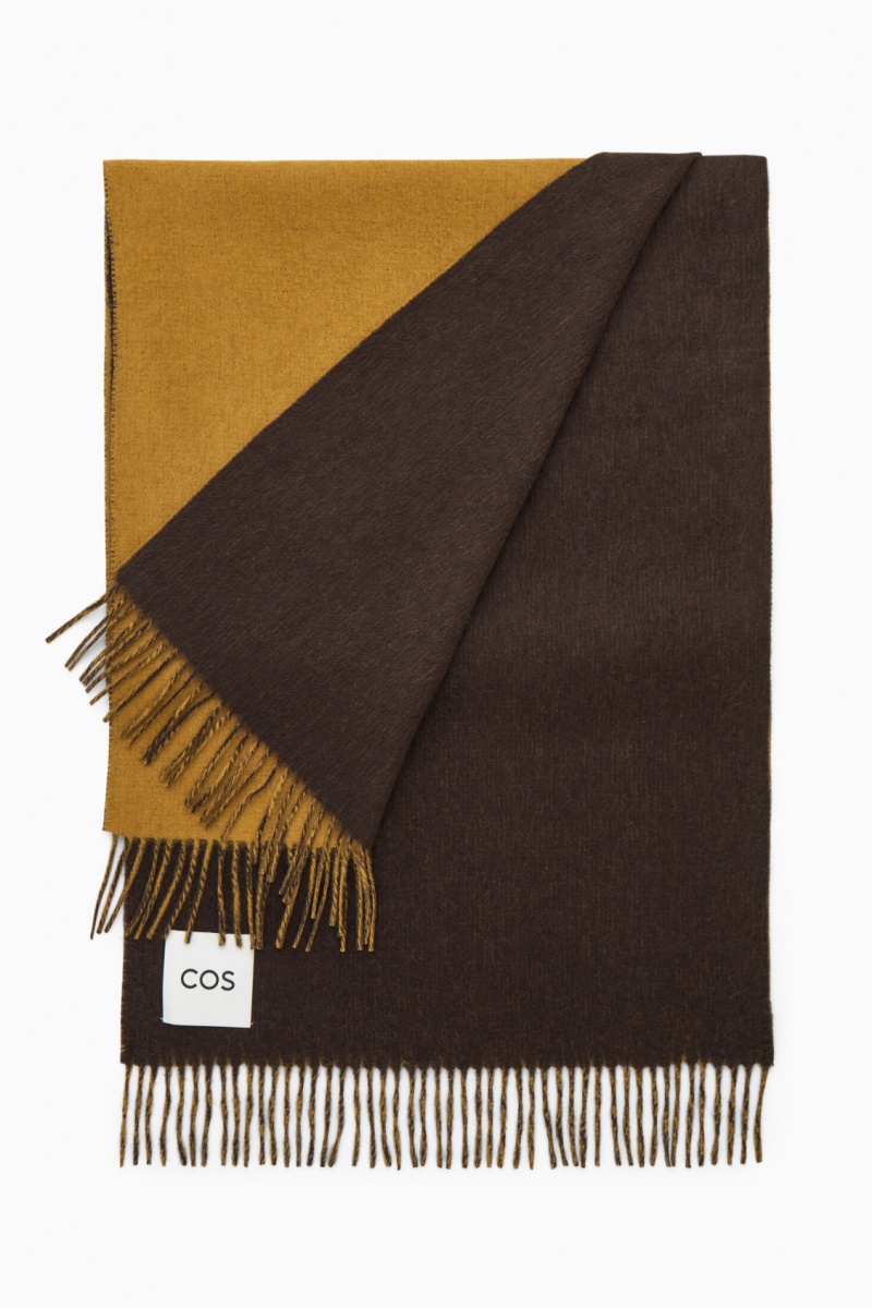 Pánské Šátek COS Vlna And Cashmere-Blend Fringed Tmavě Hnědé | ESKF-18572