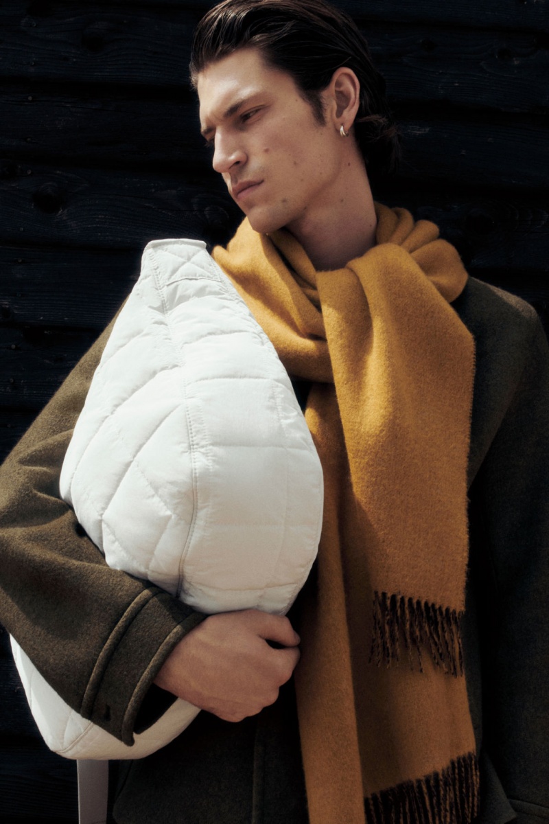 Pánské Šátek COS Vlna And Cashmere-Blend Fringed Tmavě Hnědé | ESKF-18572