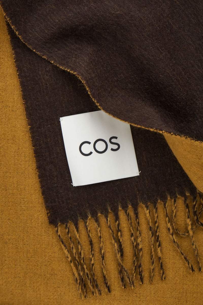 Pánské Šátek COS Vlna And Cashmere-Blend Fringed Tmavě Hnědé | AQOC-02563